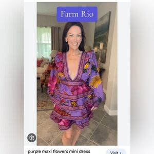 Farm rio Maxi flowers purple mini dress XXS